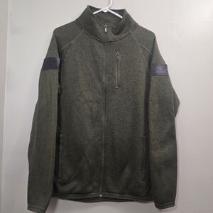 Grunt Style Sweater Jacket Full Zip Fleece Army Green Mens Large